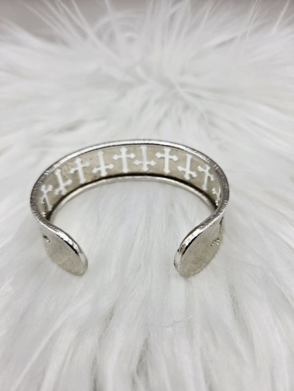 Silver Cross Cutout Cuff Bracelet - Picture 3 of 3